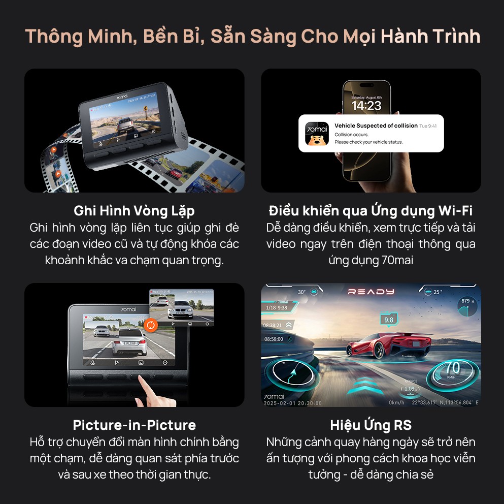 70mai A810S thông minh bền bỉ sẵn sàng cho mọi hành trình